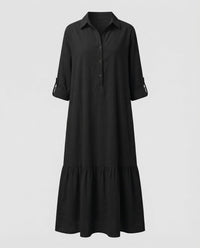 Nalani Relaxed Linen Dress in Black