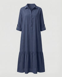 Nalani Relaxed Linen Dress in Blue