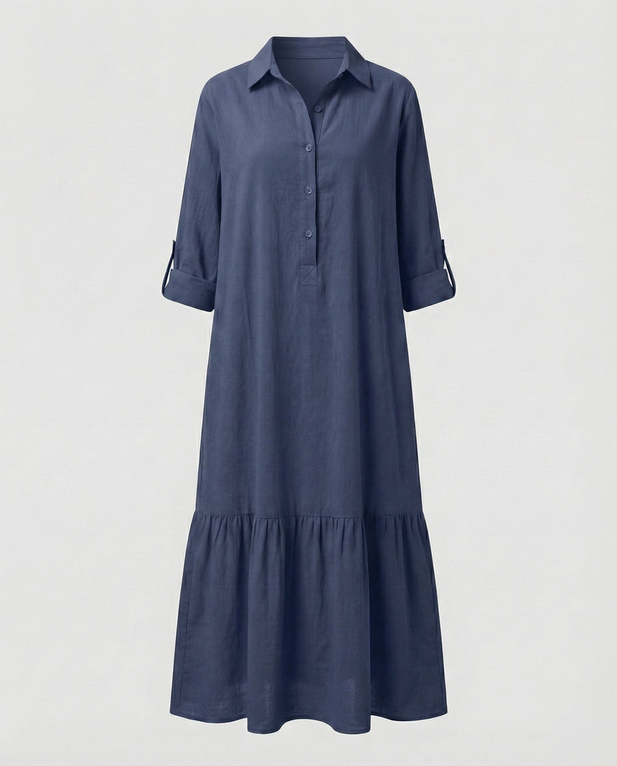 Nalani Relaxed Linen Dress in Blue