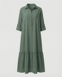 Nalani Relaxed Linen Dress in Green