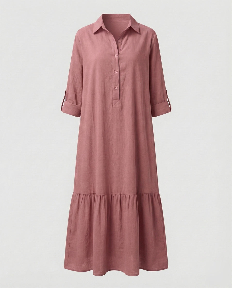 Nalani Relaxed Linen Dress in Pink