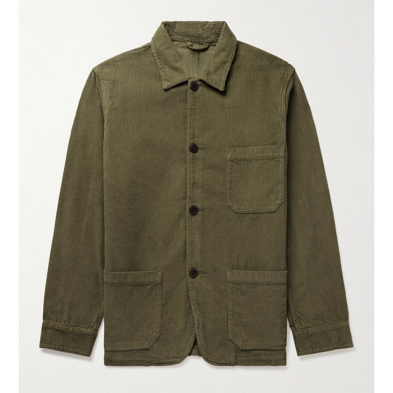 Naomi Casual Corduroy Jacket with Pockets in Olive Green