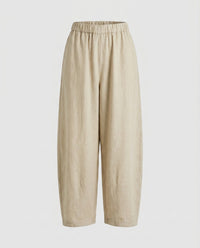 Naomi Relaxed Linen Bag with Elastic Waist and Pockets in Apricot