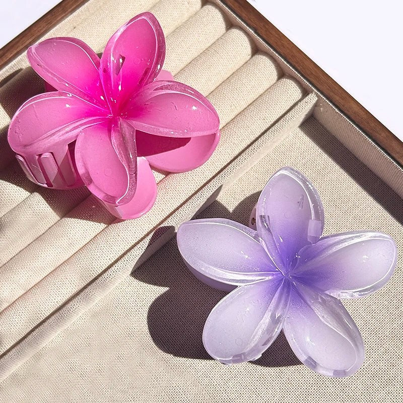 Nara™ 1/2/3 Pcs Hawaiian Gradient Flower Hair Claw Clip Women Fashion Large Hair Clip Girls Hairpin Barrettes Bohemia Hair Accessories in 2