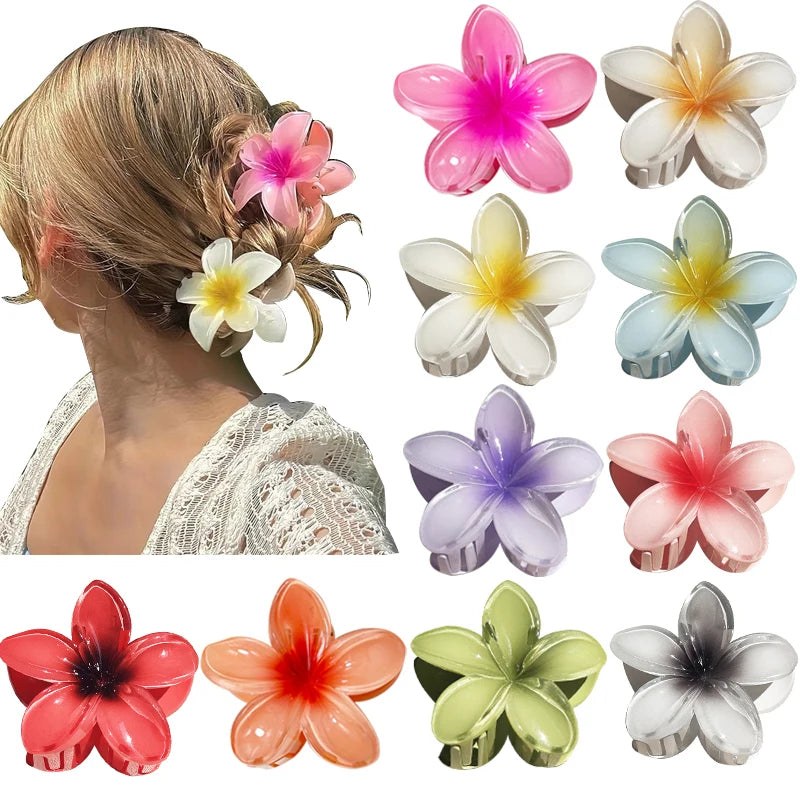 Nara™ 1/2/3 Pcs Hawaiian Gradient Flower Hair Claw Clip Women Fashion Large Hair Clip Girls Hairpin Barrettes Bohemia Hair Accessories