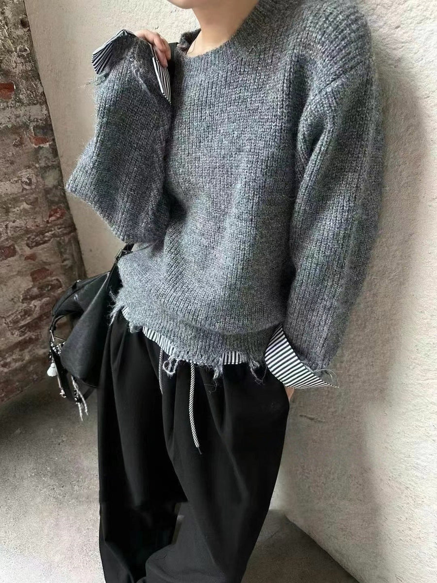 Natalia Casual Knit Sweater in Grey