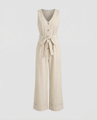 Natalia Jumpsuit with Belted in Khaki