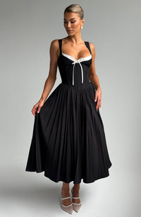 Lucy Midi Dress – Black/White