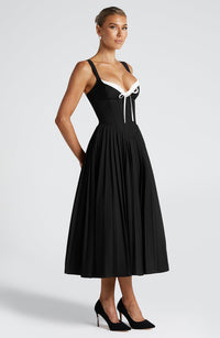 Lucy Midi Dress – Black/White