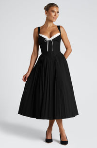 Lucy Midi Dress – Black/White