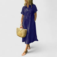 Lydia | Women's Relaxed Striped Shirt Midi Dress