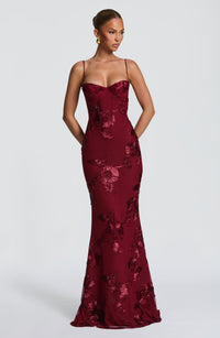 Flora Maxi Dress – Burgundy
