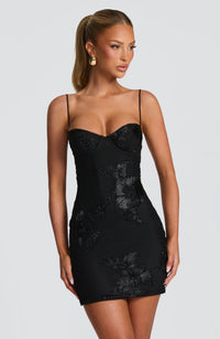 Flora Mini Dress – Black