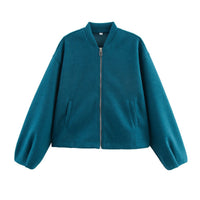 Nellie Casual Quilted Jacket with Zip Front and Pockets in Turquoise Green