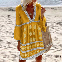 Nellie Comfortable Leather Summer Dress in Yellow