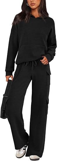 Nellie Comfortable Trousers with Hood in Black