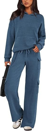 Nellie Comfortable Trousers with Hood in Deep Blue
