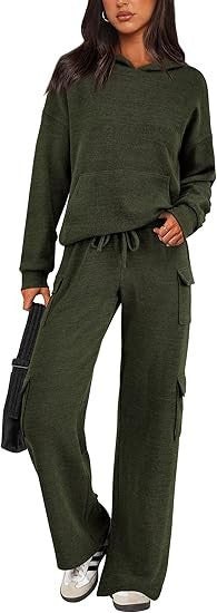 Nellie Comfortable Trousers with Hood in Olive Green