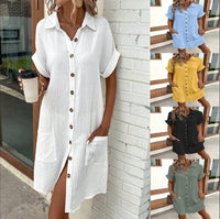 Nellie Lightweight Dress with Button Front and Pockets