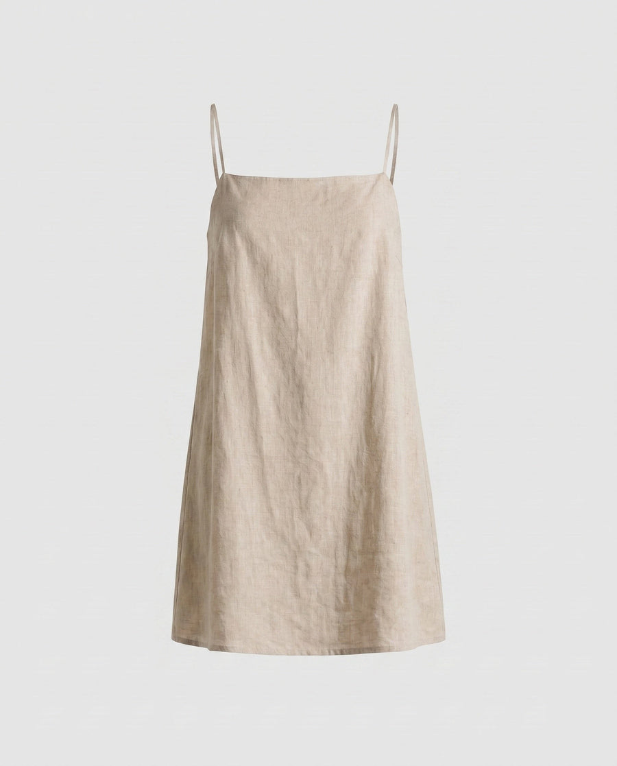 Nellie Linen Mini Dress in Apricot