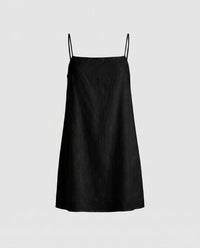 Nellie Linen Mini Dress in Black