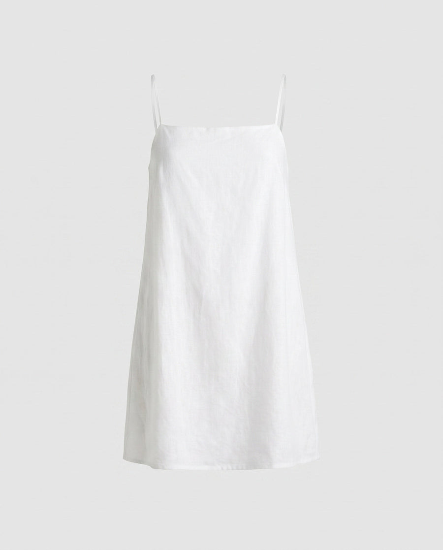 Nellie Linen Mini Dress in White
