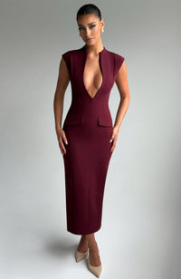 Noor Midi Dress – Cherry Lacquer