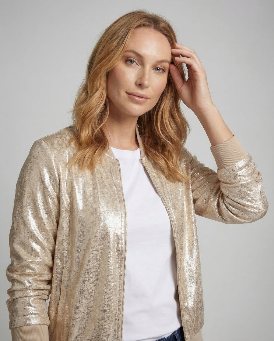 Nellie Satin Jacket with Zip Front