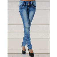 Nerissa Casual Jeans with Button Front in Light Blue