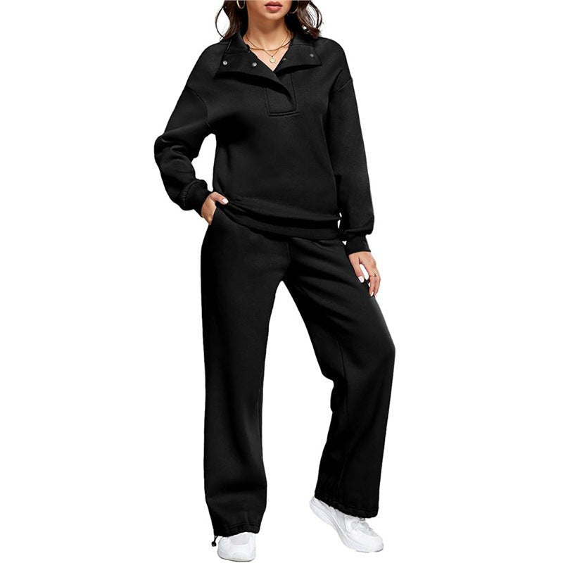Nerissa Comfortable Trousers with Stand Collar