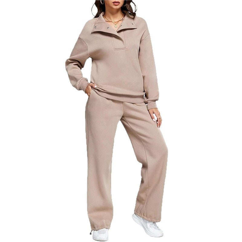 Nerissa Comfortable Trousers with Stand Collar