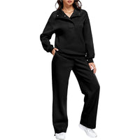 Nerissa Comfortable Trousers with Stand Collar in Black