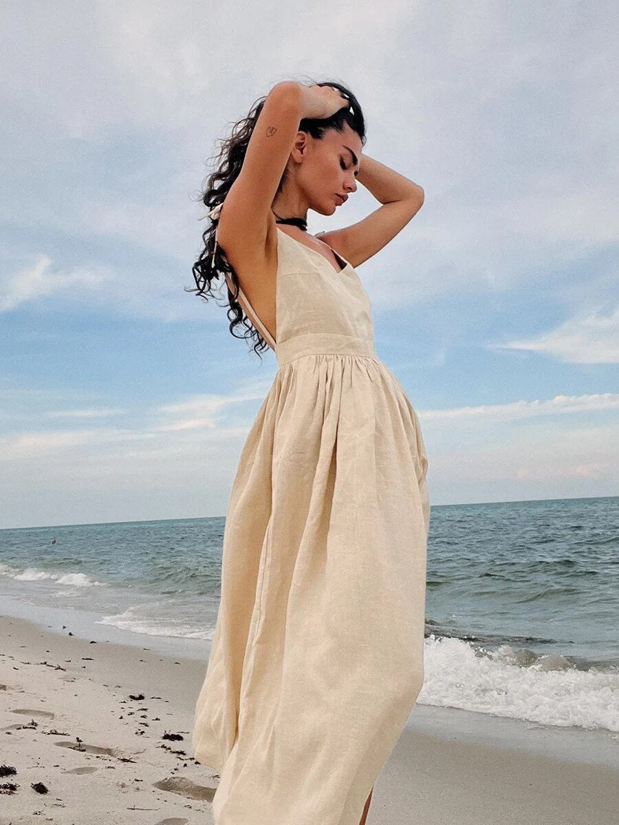 Nerissa Cotton Summer Dress in Apricot