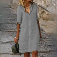 Nerissa Linen Dress in Grey