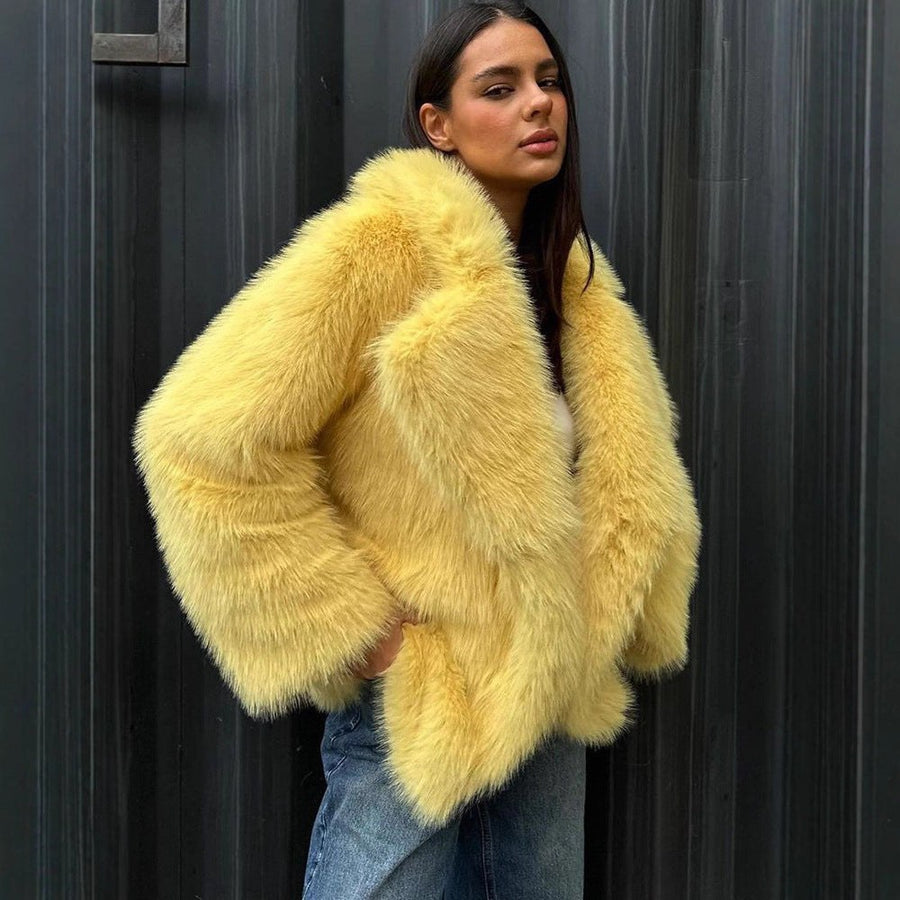 Nessa Coat with Oversized in Yellow