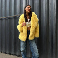 Nessa Coat with Oversized in Yellow