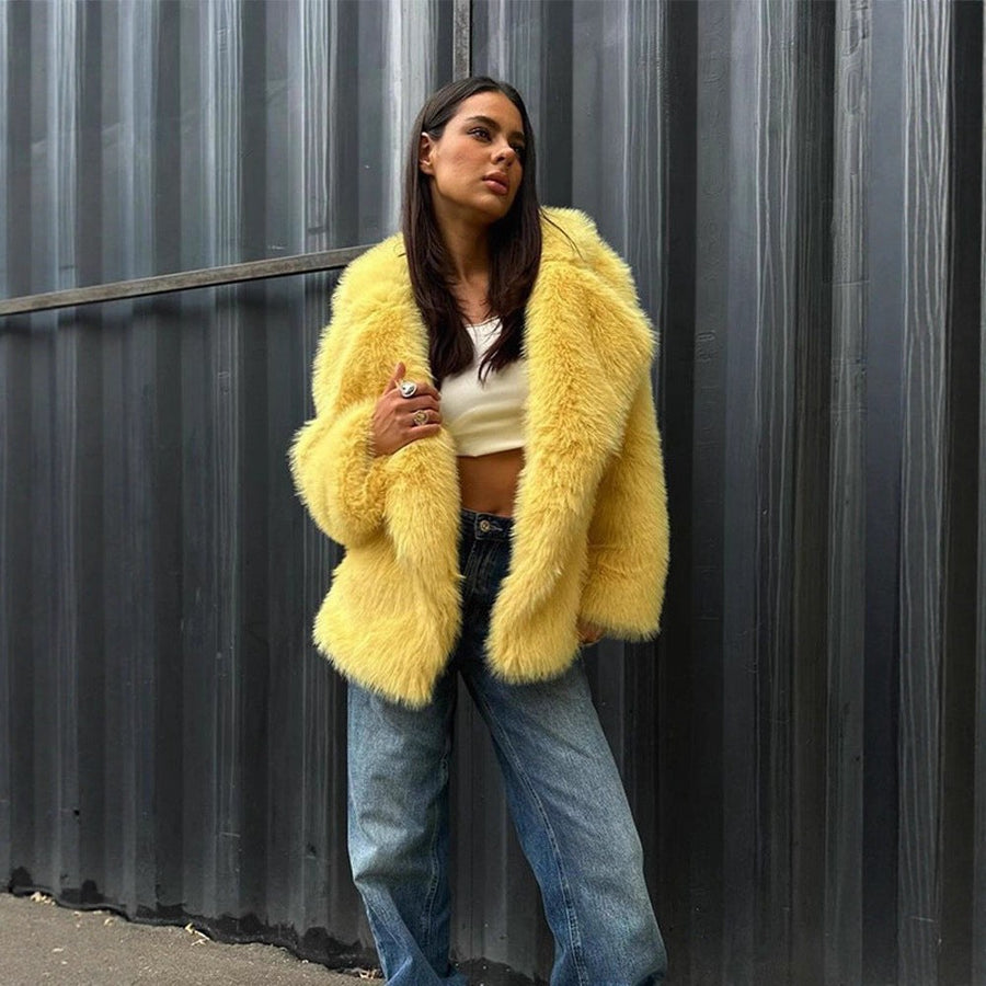 Nessa Coat with Oversized in Yellow