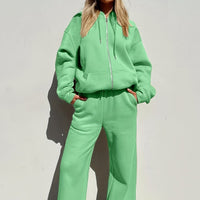 Nessa Comfortable Suit with Wide Leg in Green