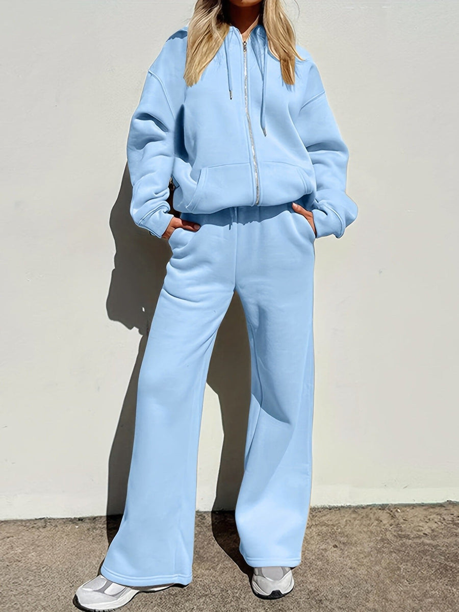 Nessa Comfortable Suit with Wide Leg in Light Blue