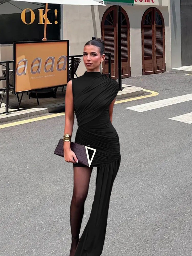 Nessa Elegant Mini Dress in Black