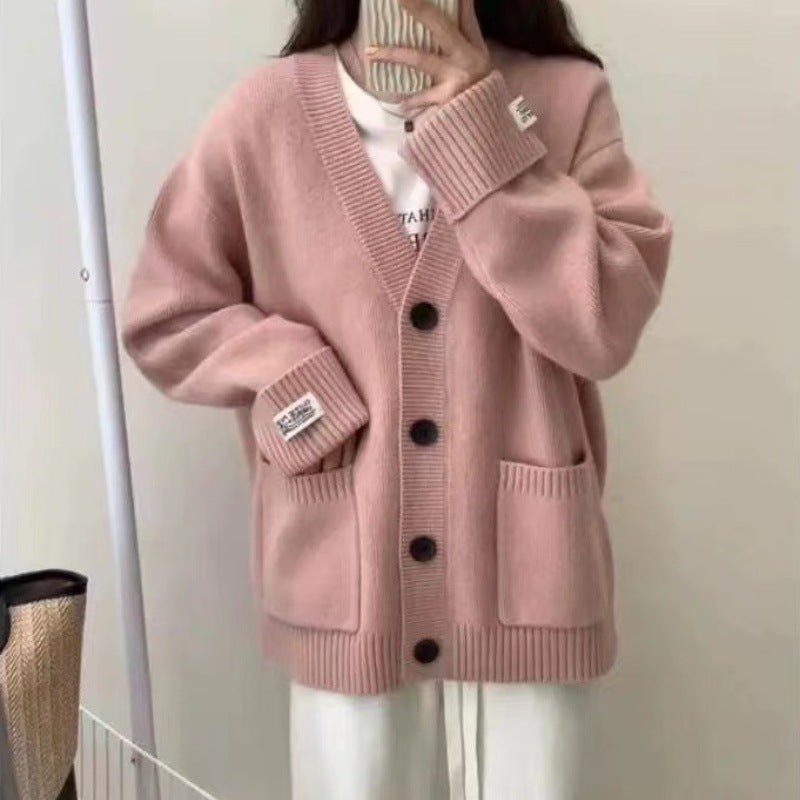 Nessa Knit Cardigan with V-Neck and Pockets
