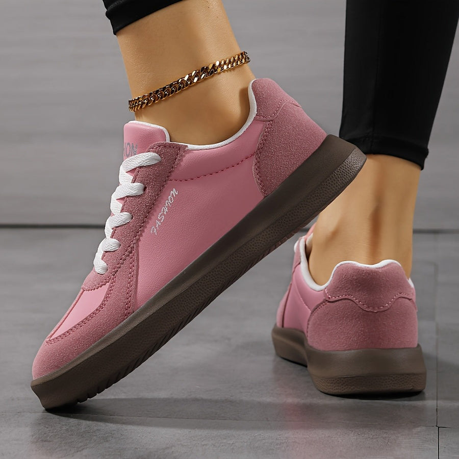 Nevara Women's Casual Sneakers Lace-Up Trainers in Beige