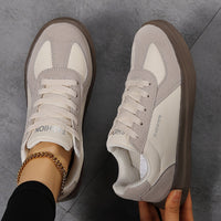 Nevara Women's Casual Sneakers Lace-Up Trainers in Beige