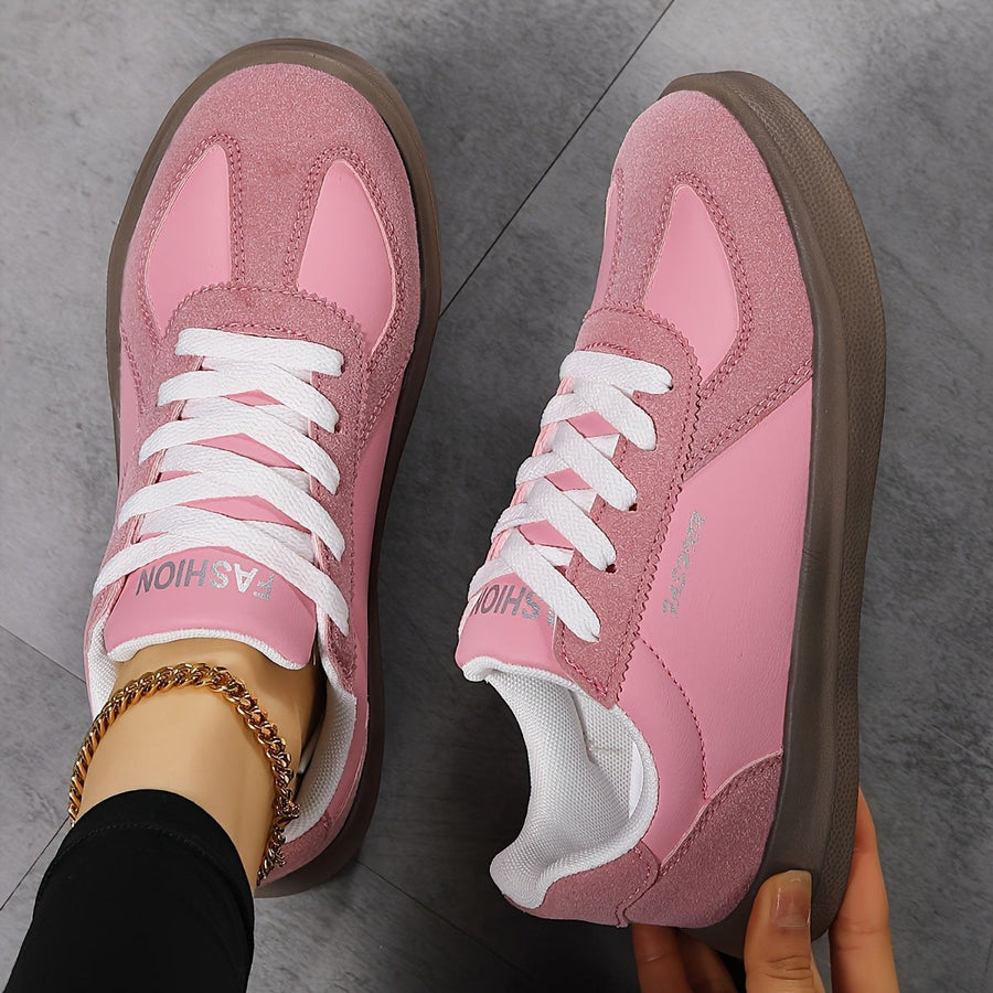 Nevara Women's Casual Sneakers Lace-Up Trainers in Pink