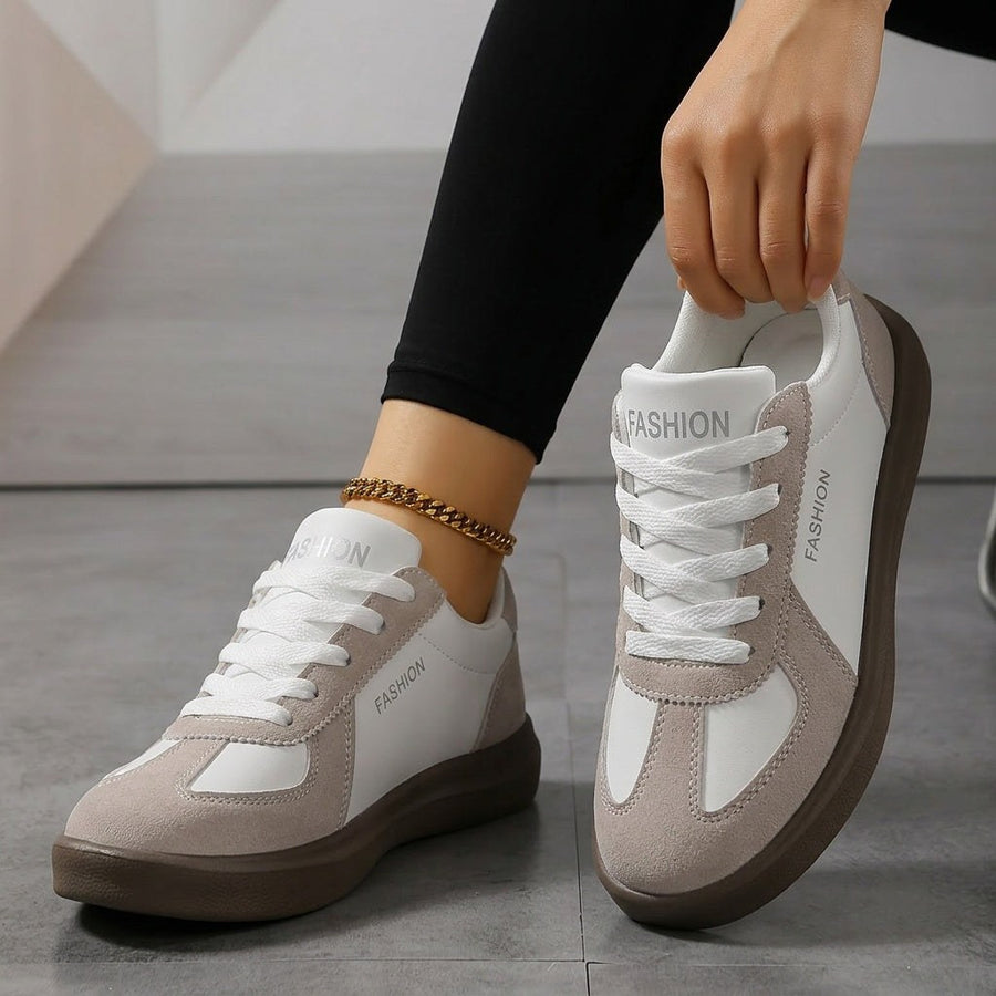 Nevara Women's Casual Sneakers Lace-Up Trainers in White