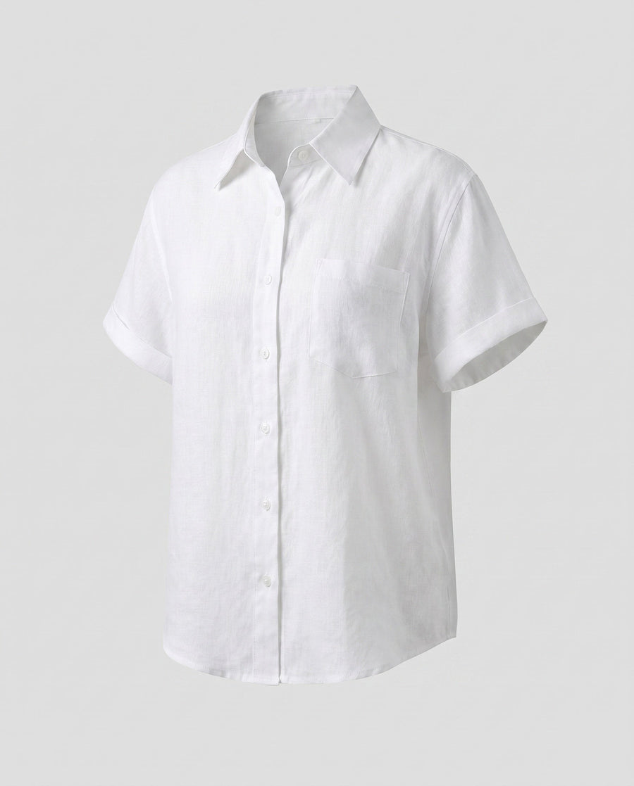 Neve Airy Linen Blouse in Perlenweiß