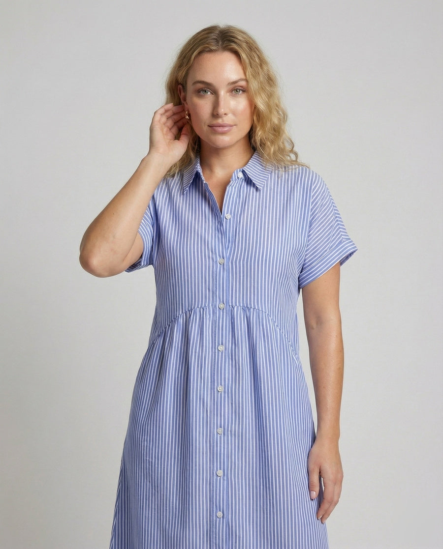 Neve Linen Shirt Dress with Striped