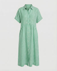 Neve Linen Shirt Dress with Striped in Green
