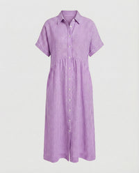 Neve Linen Shirt Dress with Striped in Pink