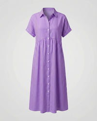 Neve Linen Shirt Dress with Striped in Purple